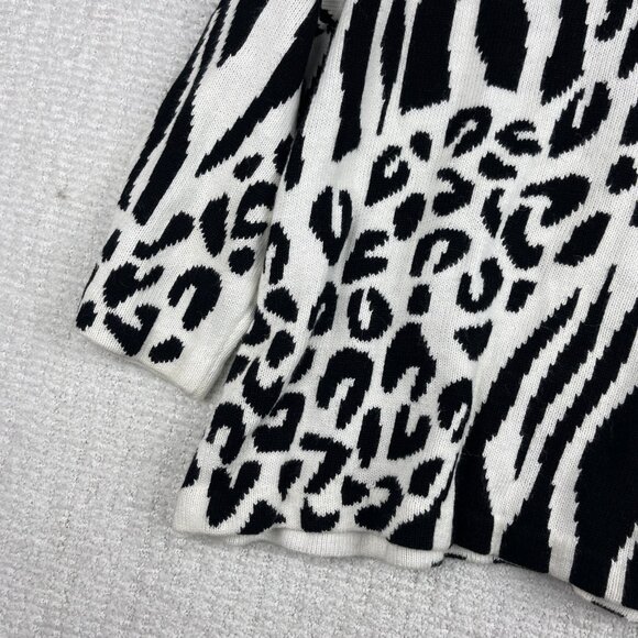 Design Options By Philip & Jane Gordon Zebra Print Jewel Sweater Cardigan Size M - Picture 16 of 16